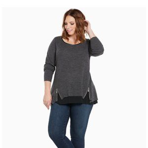 Torrid Knit Sweater Top Gray Black Trim 2 2X 18-20